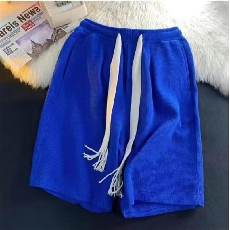Solid Shorts Summer Men's Fashion Trendy Brand Lightweight Drawstring Basketball Sports Fitness Middle Pants