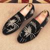Men's Embroidery Nubuck Shoes Loafers Casual Pointed Toe Single Shoes