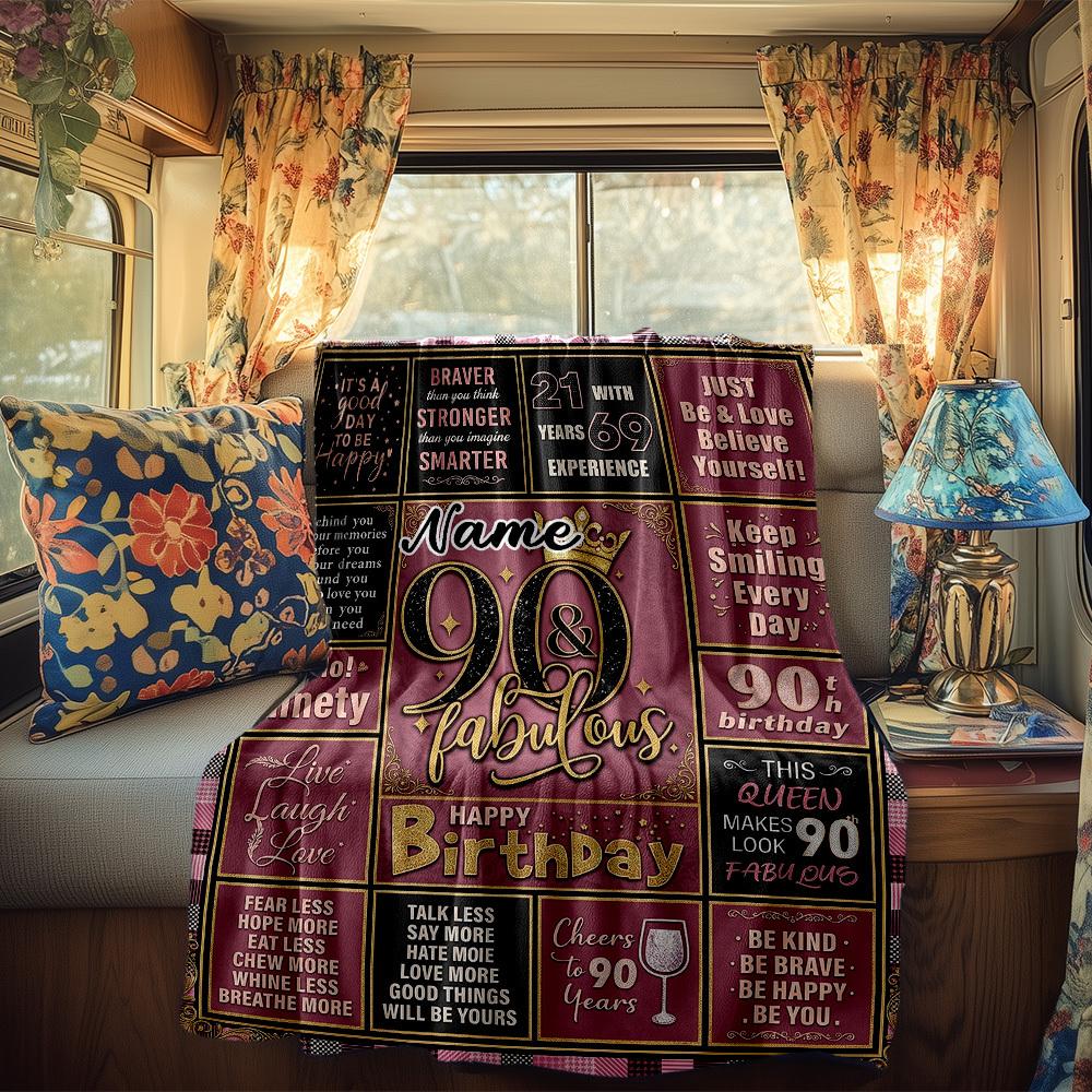 Birthday Gift For Friends Family Rv Customize Your Name Blanket Soft Comfortable Lightweight Perfect For Travel Camping Picnics Sofa Bed Living Room