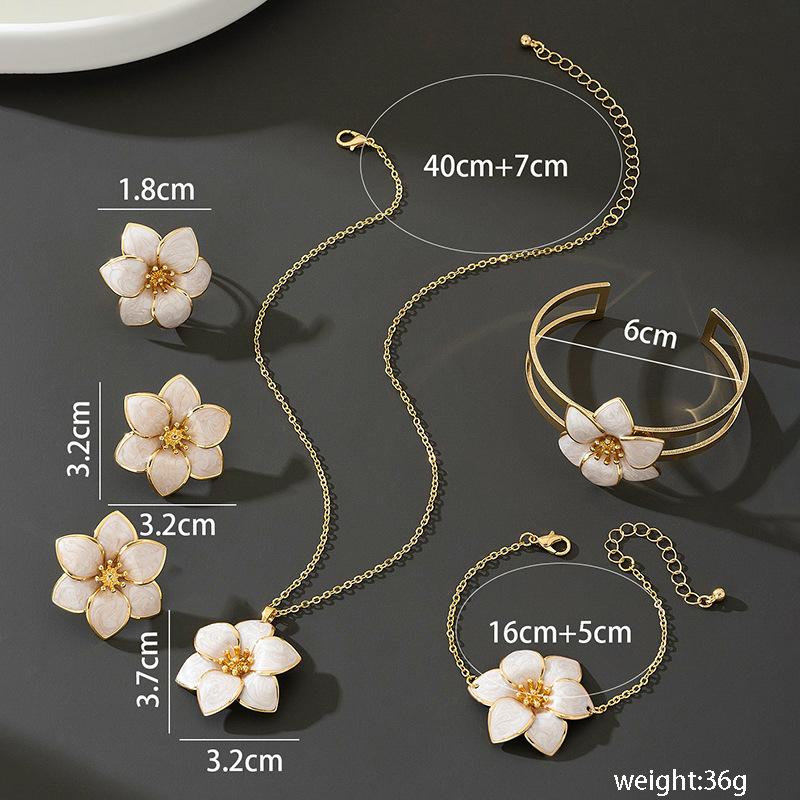 Set de bijuterii de modă pentru femei, colier, brățară, cercei, inel, doamne