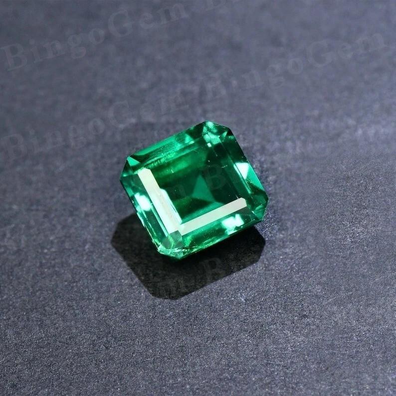 Natural Green Colombian Emerald Certified Asscher Cut 9x9 MM Loose Gemstone