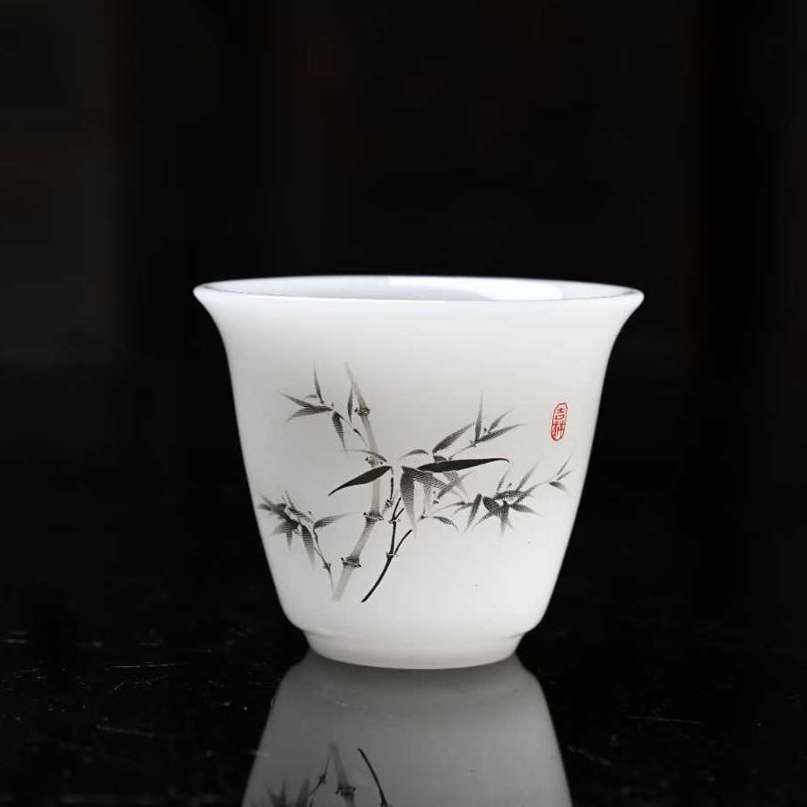 Легкая роскошь Кунг-фу Чашка для чая Маленькая чашка Изысканная Нефритовый фарфор Керамическая чашка Чашка для чая Источник 59ml