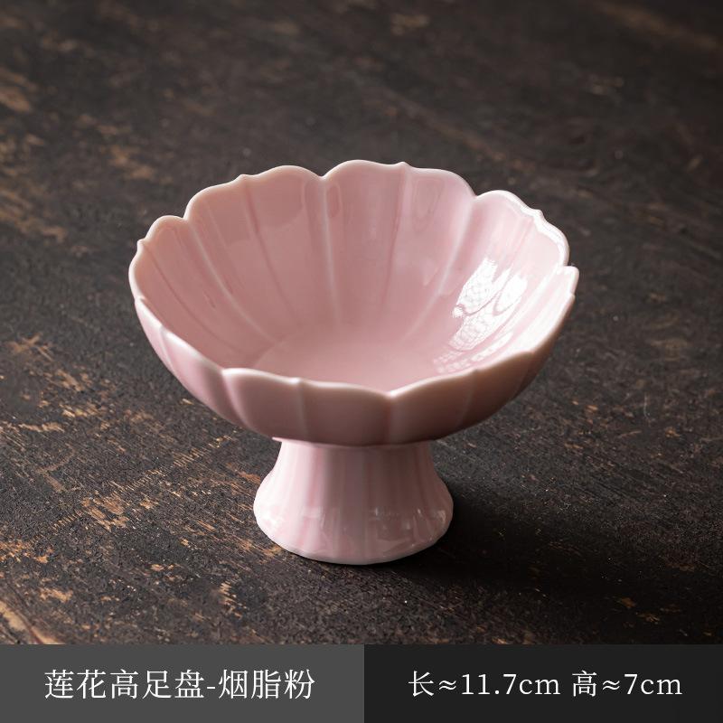 Čínská keramická mísa na ovoce na vysoké noze Zenová mísa na občerstvení pro Buddhu Talíř na pečivo Vynikající talíř na svačinu na vysoké noze Zásnubní talíř