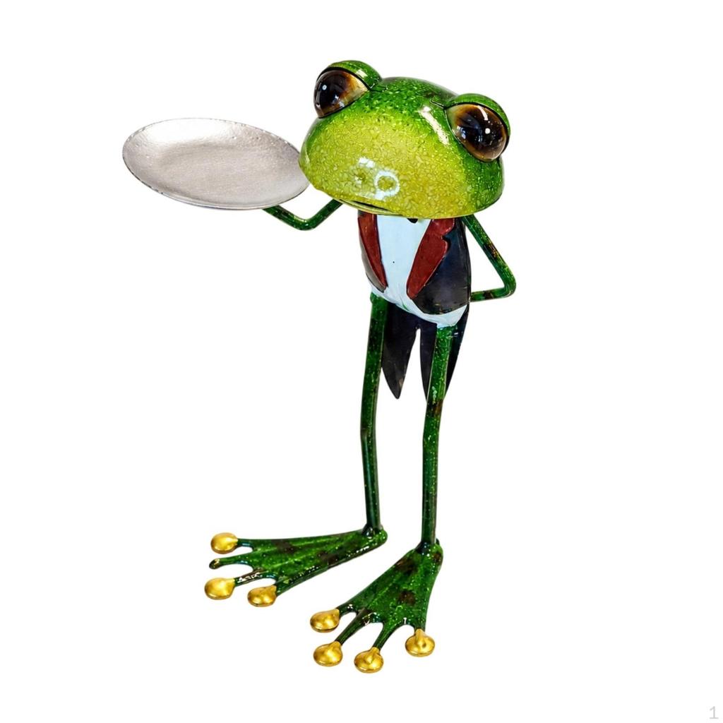Frog Figurine Handcrafted Statue Standing Ornament for Gardeners, Collectors, Balcony,