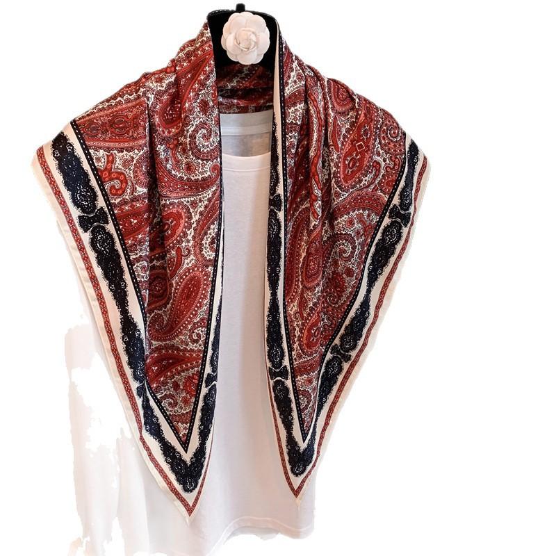 Cashew Double-sided Heterochrome Silk Scarf Versatile Neck Protection Comfortable Scarf Outer Decorative Triangle Scarf High-end Temperament Silk Scar