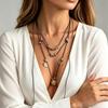 Bohemian Multi-layer Black Cord Round Pendant Necklace