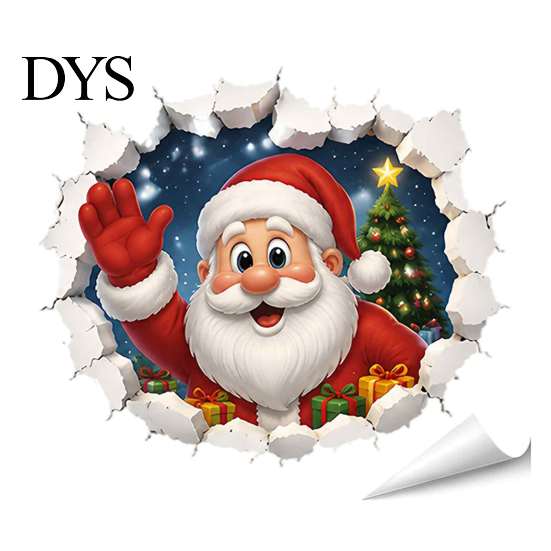 Festive Home Decoration 3D Christmas Wall Stickers, Self?Adhesive PVC Decals, Reindeer Santa Party Decorations Gingerbread Snowman Xmas Decor