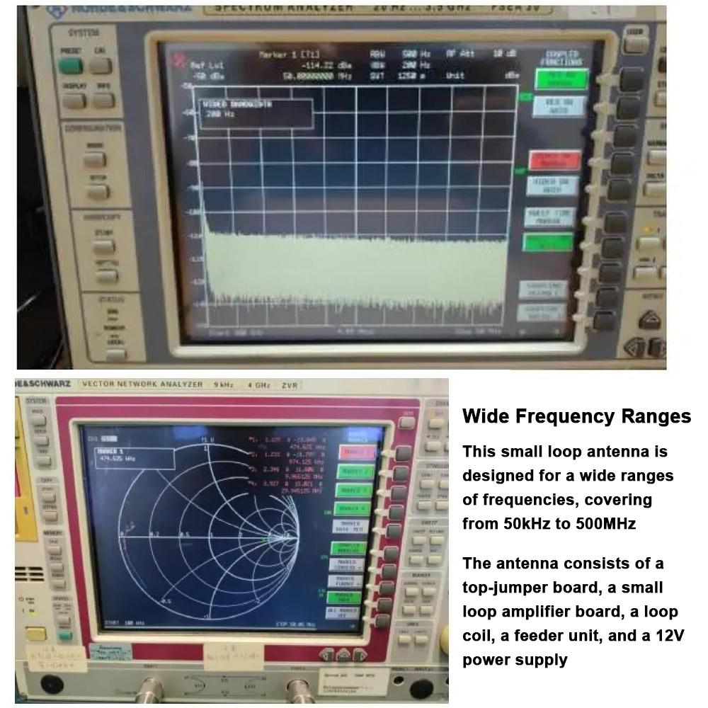 50K 500MHz Full Band Loop Active Receiver Antenna HF AM FM VHF UHF SDR Radio Receiving Antenna