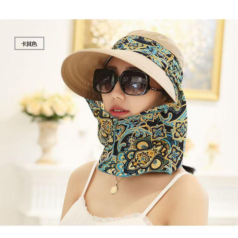 Summer sun hat women's sun hat cycling outdoor folding beach sun hat women's summer big edge face cover summer hat