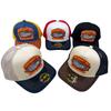 Fish Embroidery Contrasting Deerskin Fleece Brim Men and Women Couple Mesh Truck Driver Hat Shade Baseball Cap