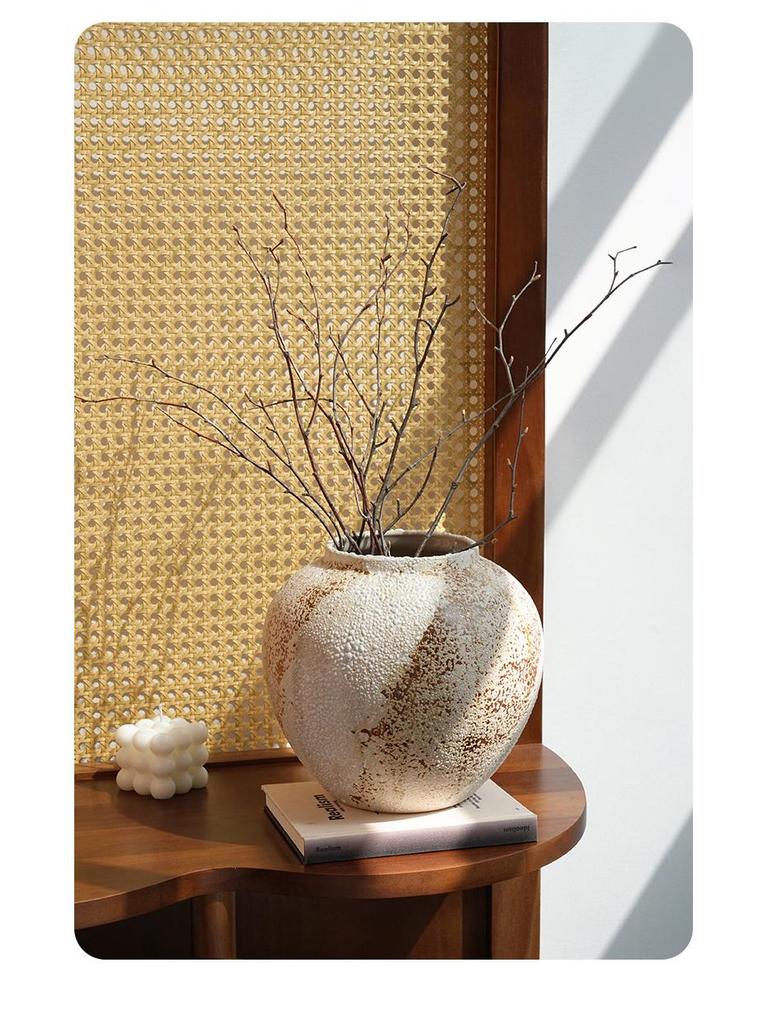 Retro Chinese Wabi-Sabi Ceramic Vase: High-End Decorative Pottery for Elegant Flower Arrangements In Living Rooms