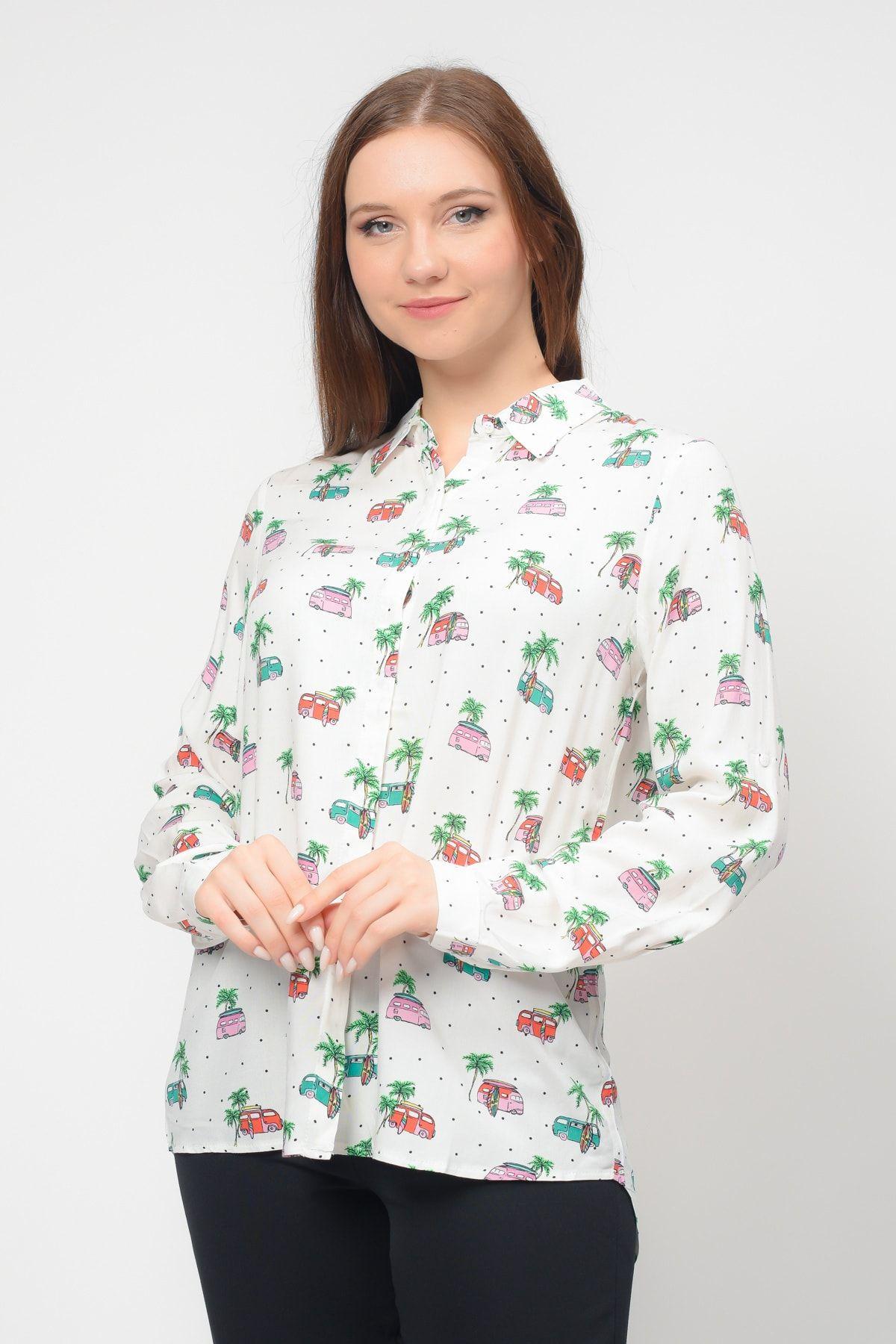 

Women s Style Plus Size Shirt Vosvos Patterned Minimal Viscose Big Size Shirt L