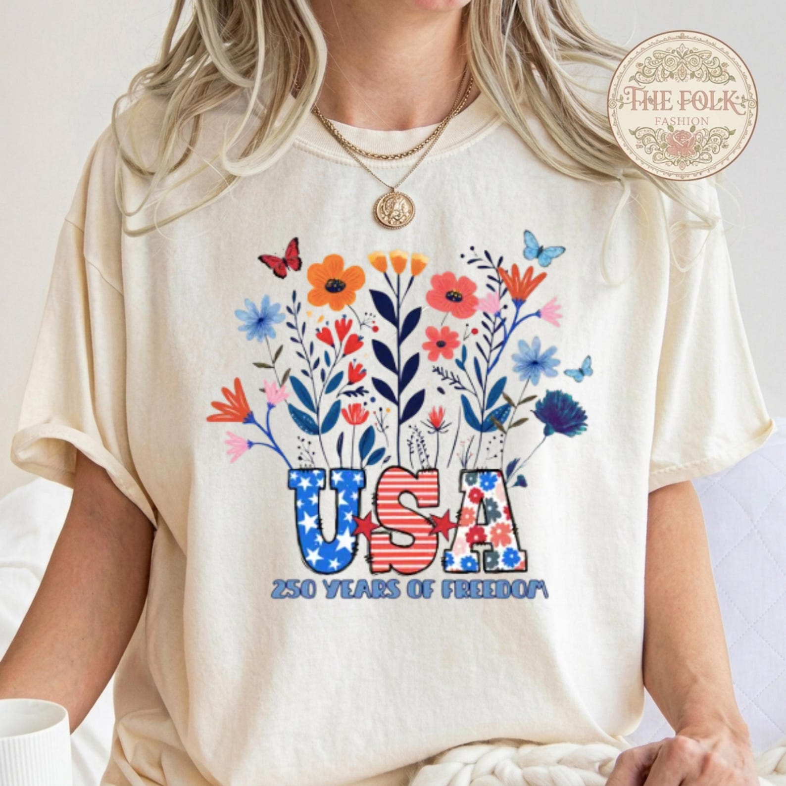 USA 250 Years of Freedom Shirt, Patriotic Wildflower America 250th Anniversary Tee, Vintage Floral USA Flag Tshirt, Comfort Colors USA Gift S
