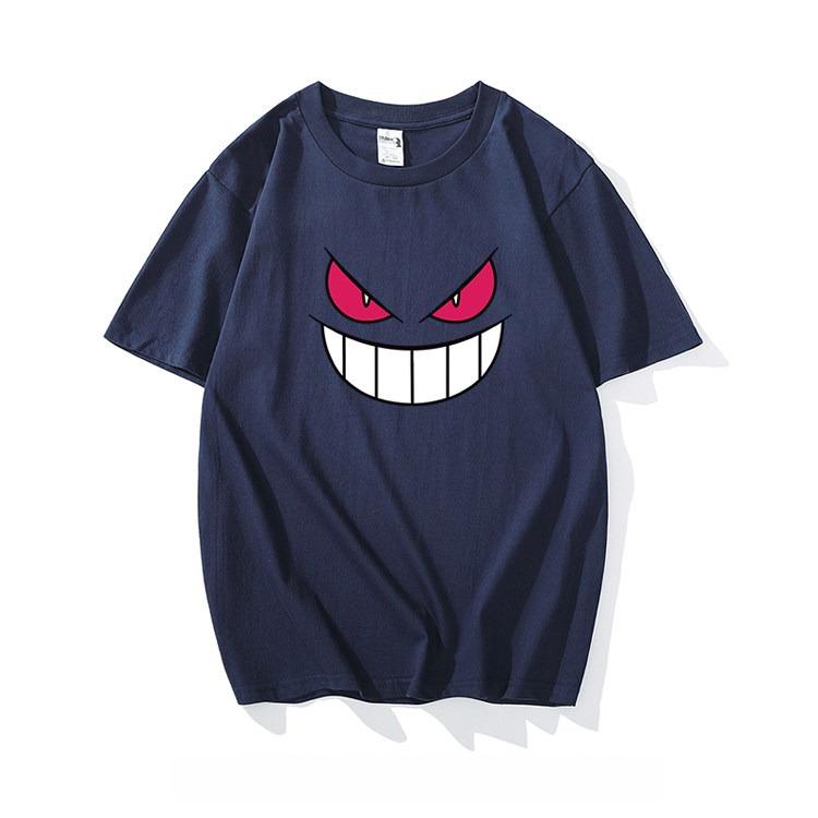 Pokmon Gengar Printing Tee Pure Cotton Tshirt Unisexs 2026 Summer Fashion Oversize Street Casual Y2k Tops Streetwear Clothing
