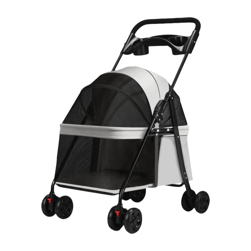 Dog Stroller Foldable Pet Stroller 4 Wheels Dog & Cat Pet Trolley Carrier Steel Frame Compact Pet Push Cart City Walks