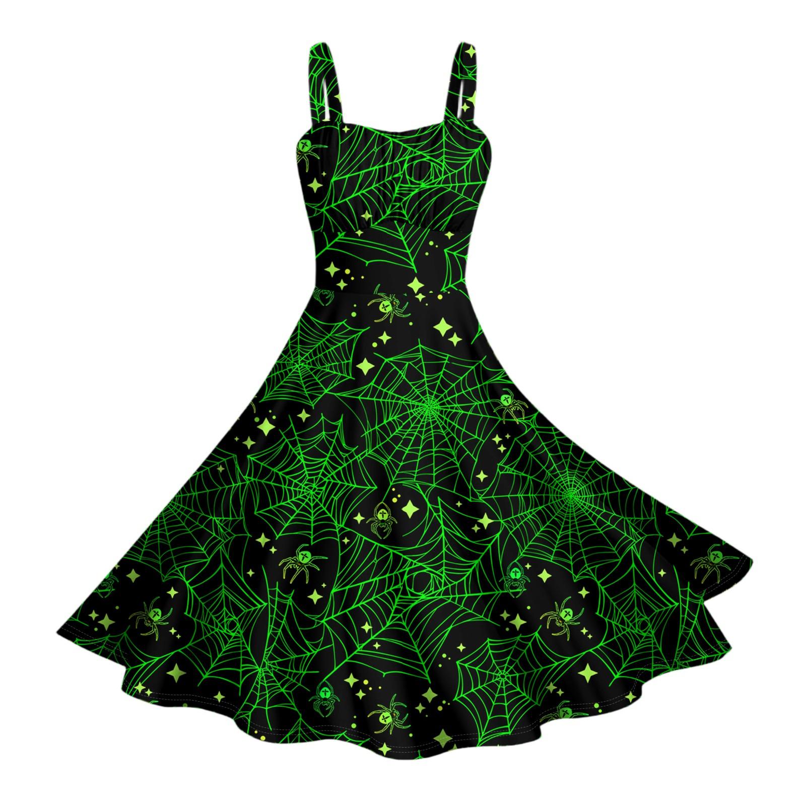 

Женские винтажные платья без рукавов, плиссированные, в стиле пэчворк, милые, с А-силуэтом, с принтами на Хэллоуин M