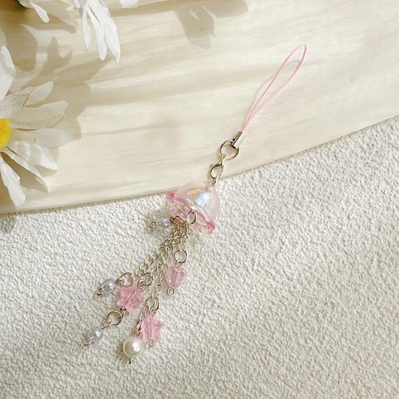 Jellyfish Mobile Phone Lanyard Aesthetic Tassel Phone Charm Keycord Stylish Girly Key Holder Pendant Mobile Phone Straps