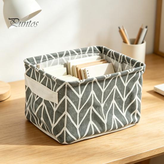 Nursery Toy Bin Cotton And Linen Storage with Handles, Foldable Waterproof Desktop Bins Organizer, Space Saving Basket for Makeup Book Baby