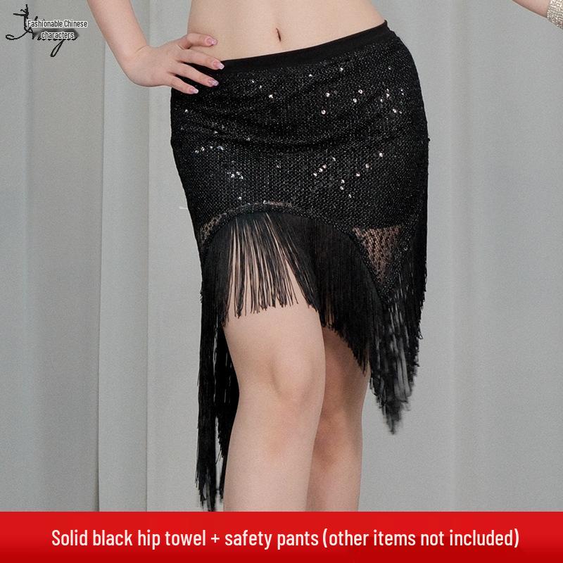Orienttanz Hüfttuch: Pailletten-Taillenkette & Quasten für Bauchtanz-Übung und -Aufführung.