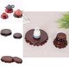 Real Wood Lotus Round Base Black Zelkova Stone Potpourri Vase Buddha Statue Guanyin Base