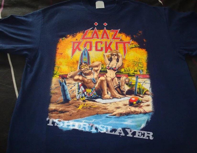 Rare LAAZ ROCKIT BAND remake shirt thrash metal band shirt navy blue Unisex T-Shirt M