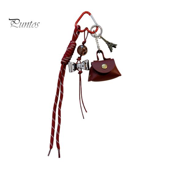 Compact Coin Holder Keychain Mini Dumpling Bag Purse Security Snap Detachable Wrist Strap Waterproof Imitation Leather Small Wallet Key Chain
