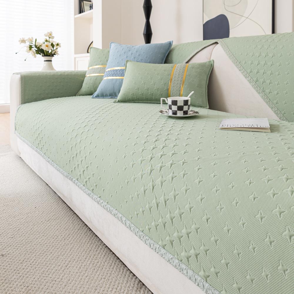 New Qianniao Grid Ice Silk Sofa Cushion Solid Color Four Seasons Universal Sofa Cushion Living Room Summer Non Slip Sofa Cover
