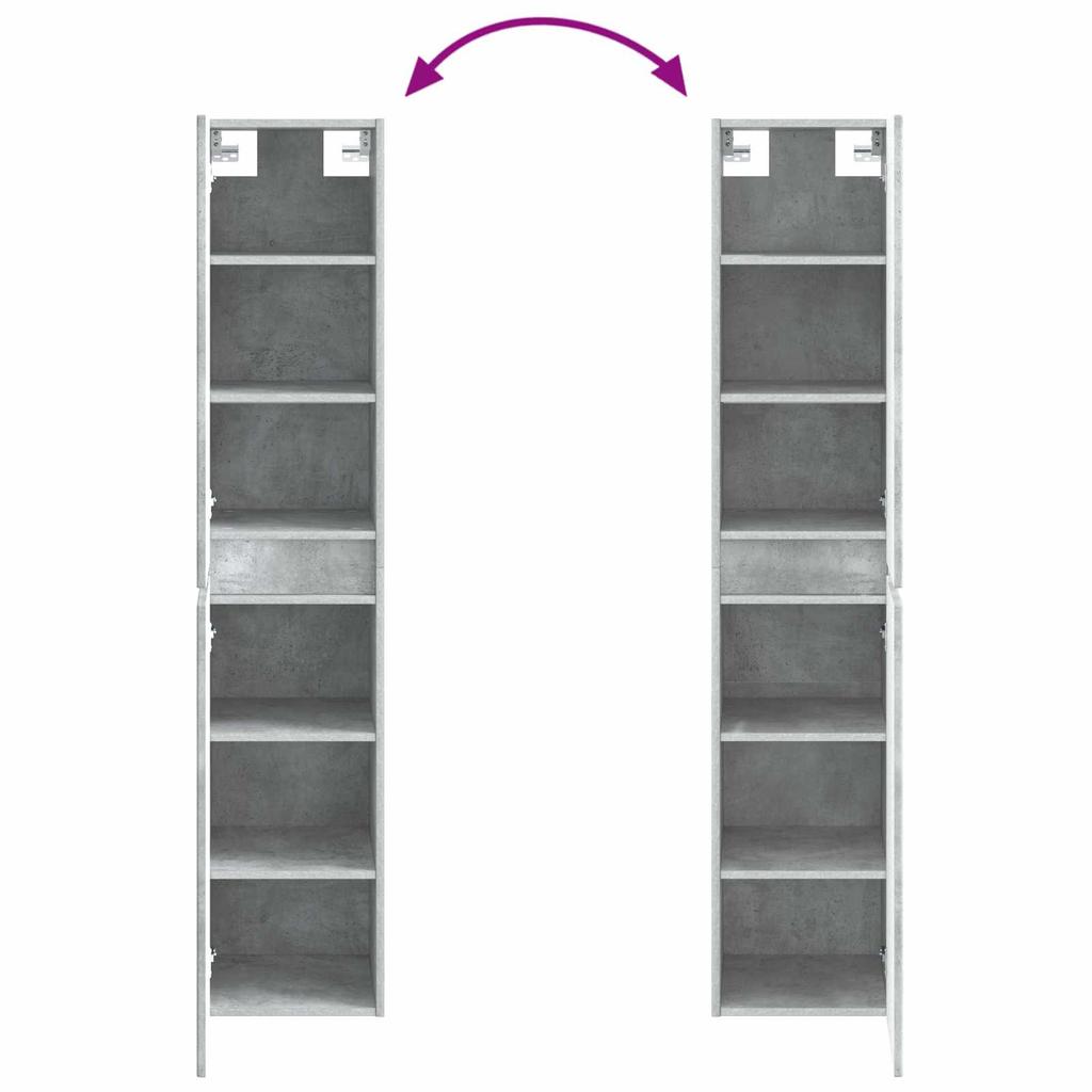 Bathroom Cabinet Set 5 Pcs Concrete Grey 53 X 15.5 X 70 Cm
