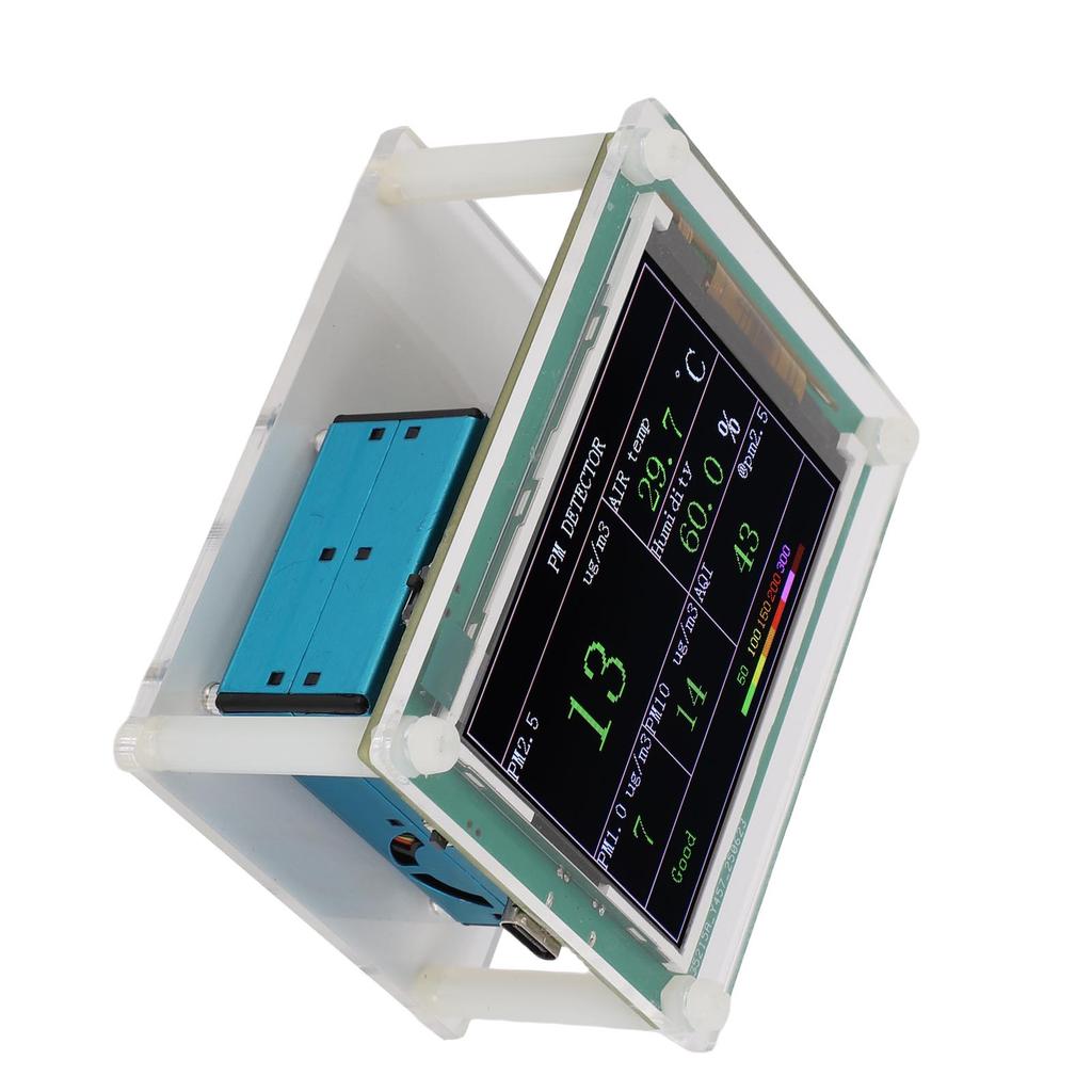 Air Quality Sensor PM1.0 PM10.0 PM2.5 Temperature Humidity Detection Indoor Environment Tester USB Powered 2.8 Inch TFT Display