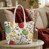 Cute Apple Print Tote Bag for Daily Shopping Carry Shoulder Bag Fashion Casual Handbag