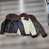 Stylish Women's Lambswool & PU Leather Patchwork Jacket - Winter 2026 Slim Fit Padded Lapel Coat
