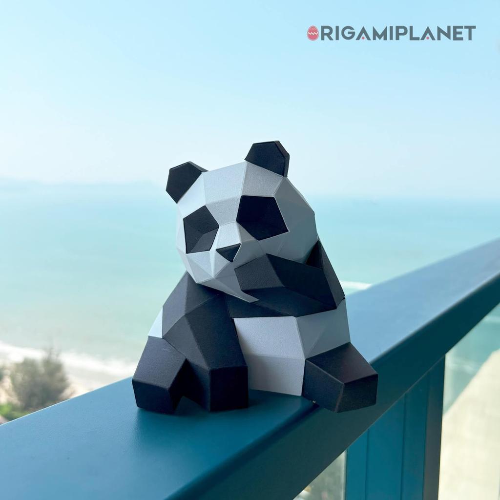 ORIGAMIPLANET 3D Origami Paper Craft Kit Panda Fun DIY 3D Panda Paper Art Model for Teens Easy Handmade Animal Figure Sculpture Gift Set for Bookshelf