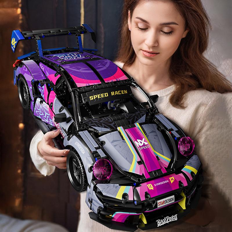 1700pcs RSR Racing Car Building Blocks Set, Technical Model Sports Car Toy DIY Collector's Gift for Adults/Teens/Kids/Boys/Girls