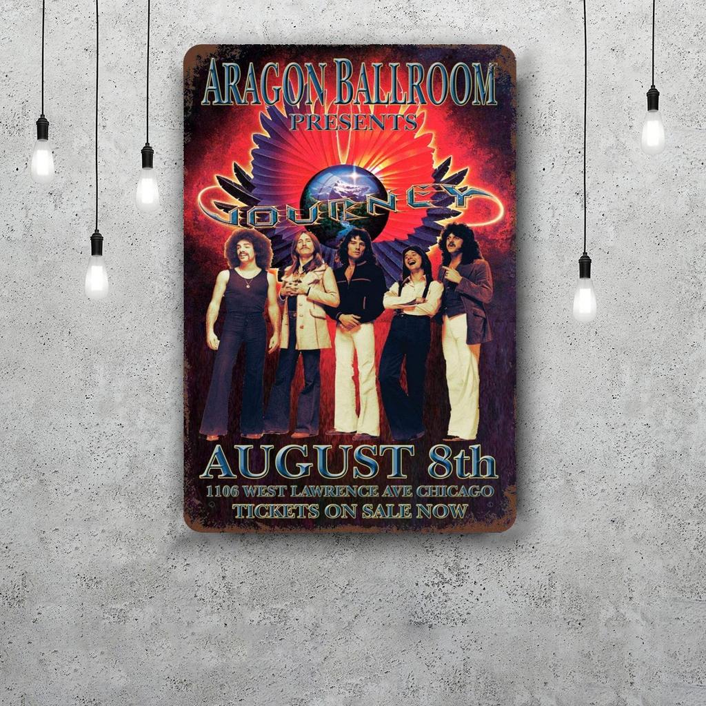 Segni in Latta Metallica Vintage Band Journey Poster Decorazione Placca Metallica Retro Decorazione Artistica da Parete per Garage Bar