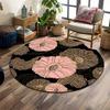 Floral Pattern with Gold Accents Print Round Rug, Living Room, Bedroom, Playroom Carpet, Non Slip Floor Mat, Gift