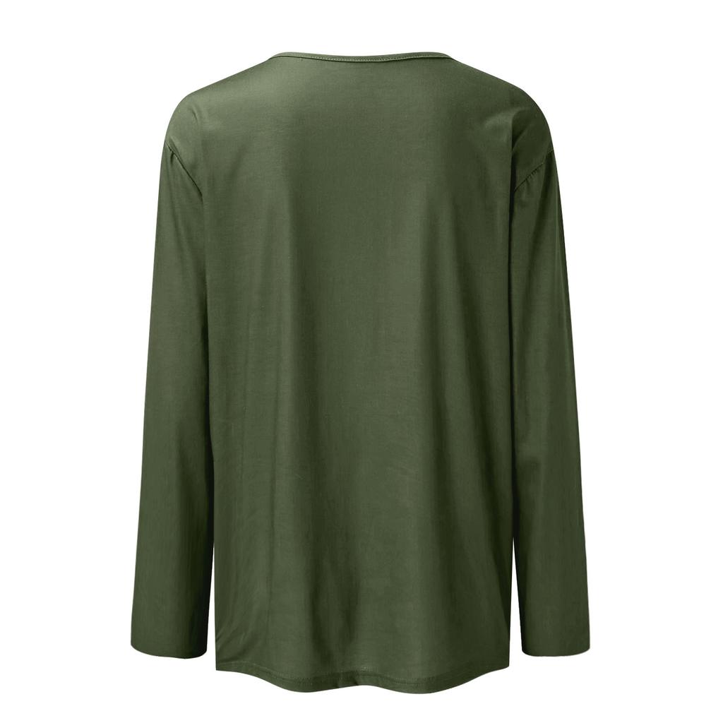 Women's Loose Casual Casual Long Sleeve Round Neck Collar Color T-Shirt Top