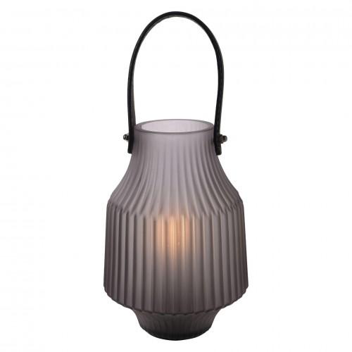 Hestia Battery Operated Portable Lantern Frosted Grey 15cm X 20cm