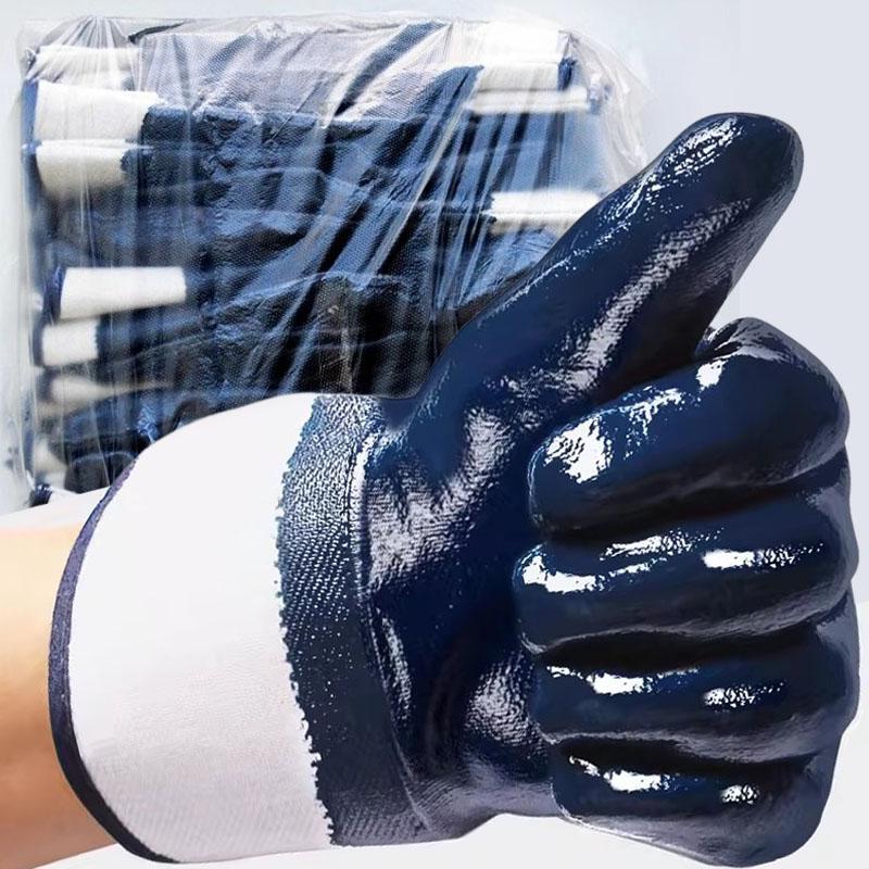Gummi-imprägnierte verschleißfeste ölbeständige wasserdichte rutschfeste Arbeitshandschuhe Ganzhand-Nitrilgummi-Schutzhandschuhe