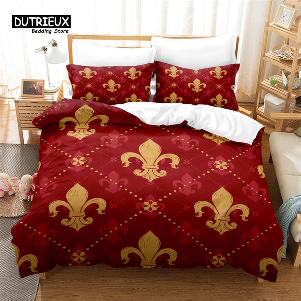 Decorative Pattern Bedding Set, 3Pcs Duvet Cover Set, Soft Comfortable Breathable Duvet Cover, For Bedroom Guest Room Decor