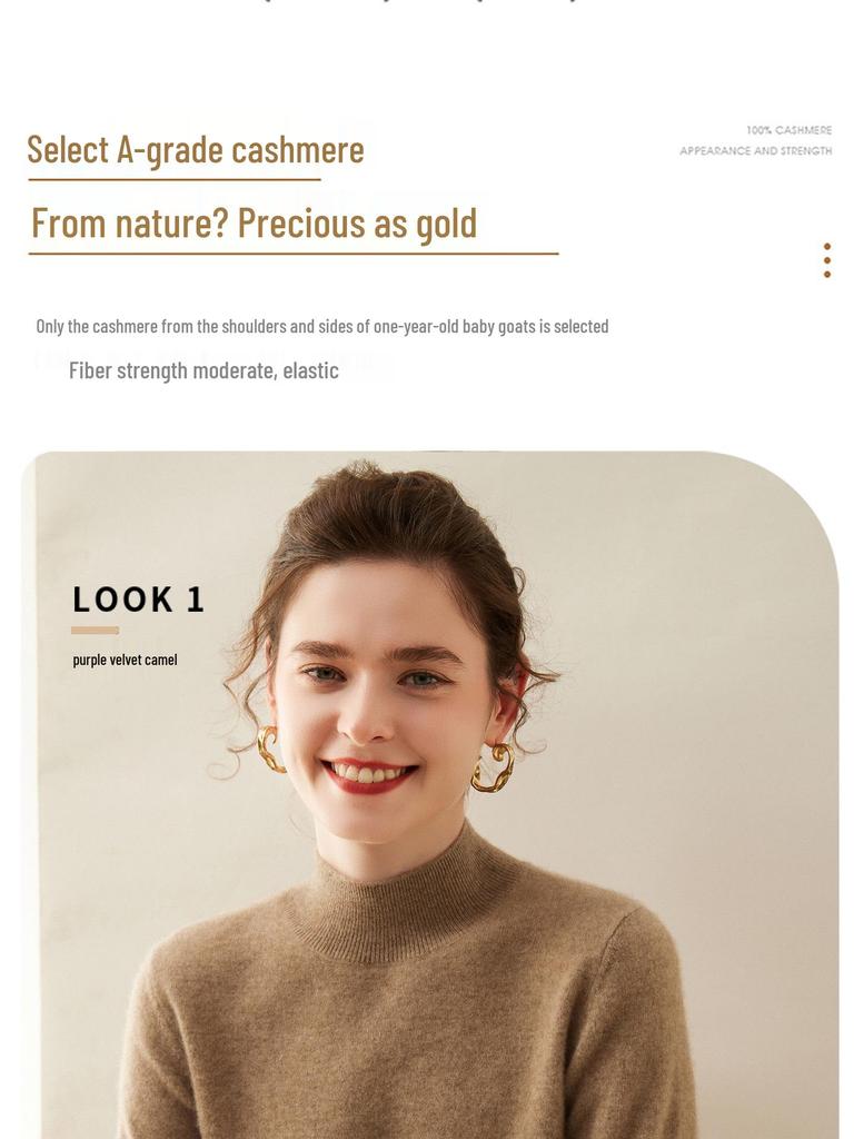 Women's Cashmere Half-High Neck Loose Knit Shirt - Soft Warm Style for Autumn/Winter