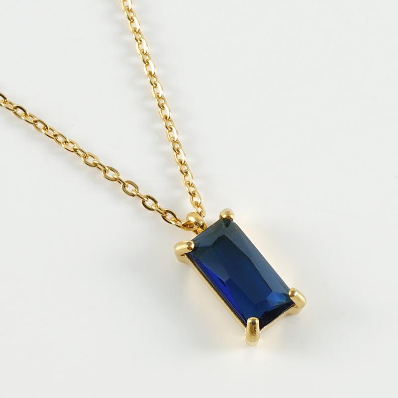 18K Stainless Steel Zircon Pendant Necklace - Women's Minimalist Geometric Square Clavicle Chain