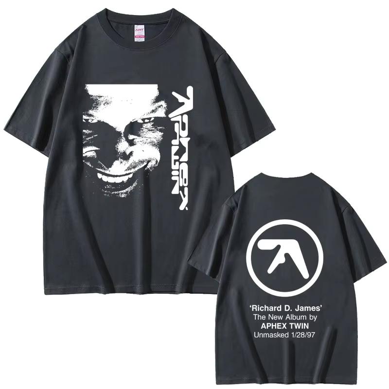 T-shirt Graphique Visage Aphex Twin T-shirt Impression Album Richard D James Mode Unisexe Musique Pop Électronique T-shirts Manches Courtes