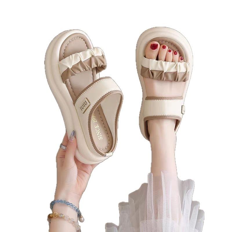 Skirt summer soft sole outer wear pregnant women non-slip slippers new French not tired fairy beach sandals