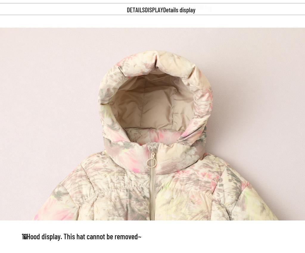 Floral Girls' Down Jacket 2025: Winter Outerwear for Medium & Large Kids, 90% Down