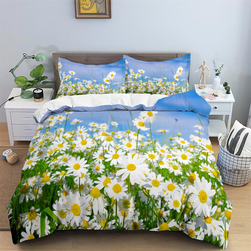 Watercolor Flowers King Queen Duvet Cover Colorful Blooming Floral Bedding Set For Teen Adult Plant 2/3pcs Polyester Quilt Cover