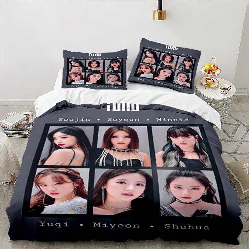 Kpop idle Colorful Dreams 3pcs Bedding Set,Including 1pc Duvet Cover And 2pcs Pillowcases Perfect Gift for Christmas,Ideal for Bedroom, Dormitory