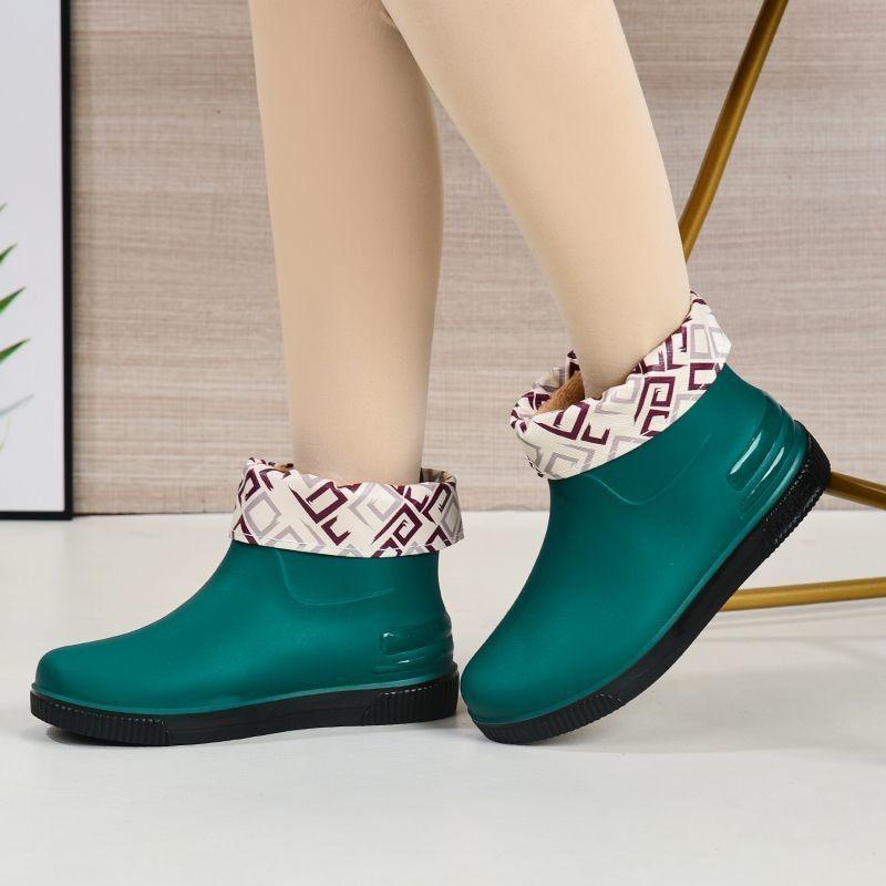 Send Insoles, Fashion Rain Boots, Women's Low-cut Waterproof Shoes, Plus Velvet Warm Rain Boots, Non-slip Rubber Boots