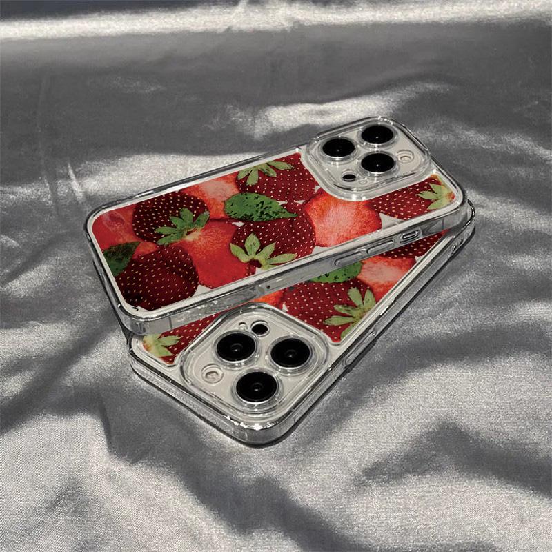 Korean Style Strawberry Clear Case for Samsung Galaxy S25Ultra Case A16 A15 A54 A55 A34 A53 A35 A32 S23 Plus S22 S21 S24FE Cover