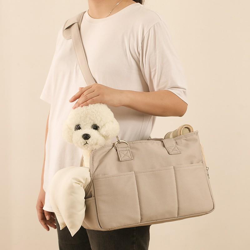 Portable Pet Carrier Bag Cats Dogs Cotton Linen Shoulder Crossbody Handheld Travel Winter