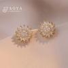 New Year's Trendy Design With Micro Inlaid Zircon and Rotatable Sunflower Earrings For Women's Luxury Jewelry Set Accessories